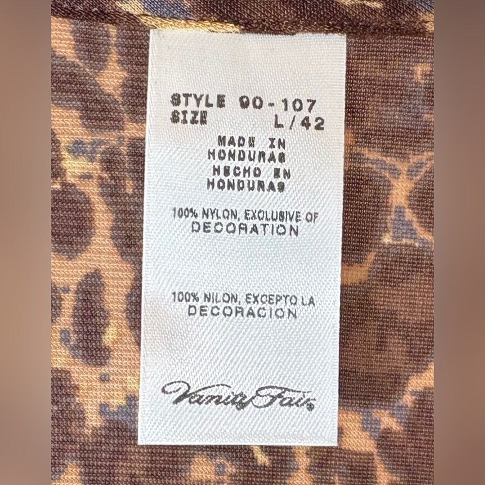 NWT Vanity Fair Leopard Print Pajama Set in Brown and Black Size L - Picture 7 of 9